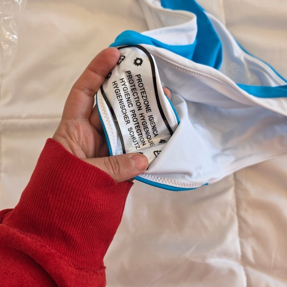 93 Play Street Mila Bikini Bottom Hawaiian Ocean Blue White Trim Mens M - Picture 3 of 10